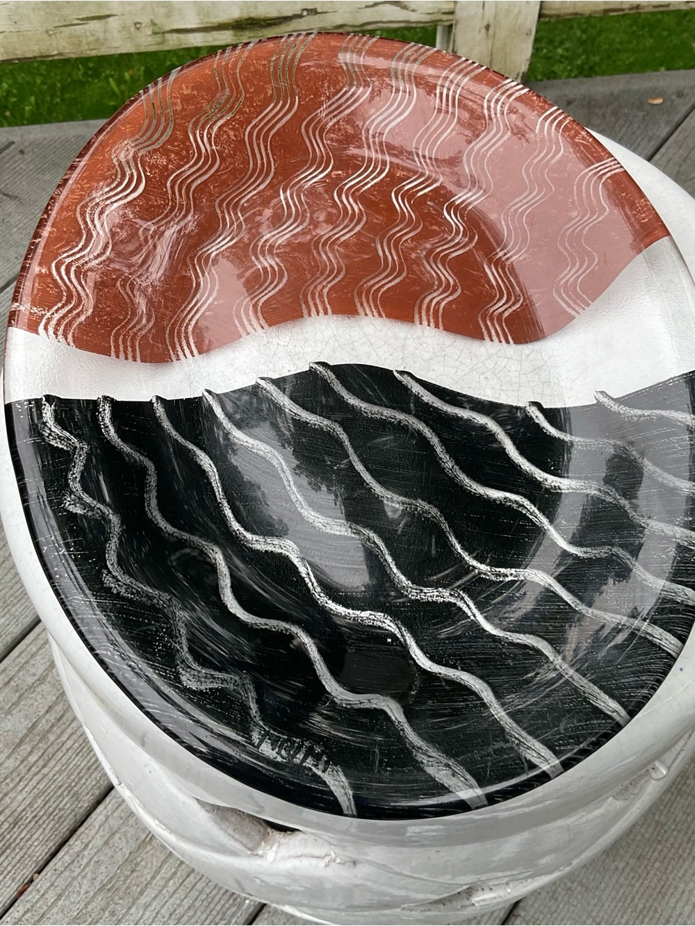 Vintage KOSTA BODA Oval Art Glass Tonga Platter 1998 Signed